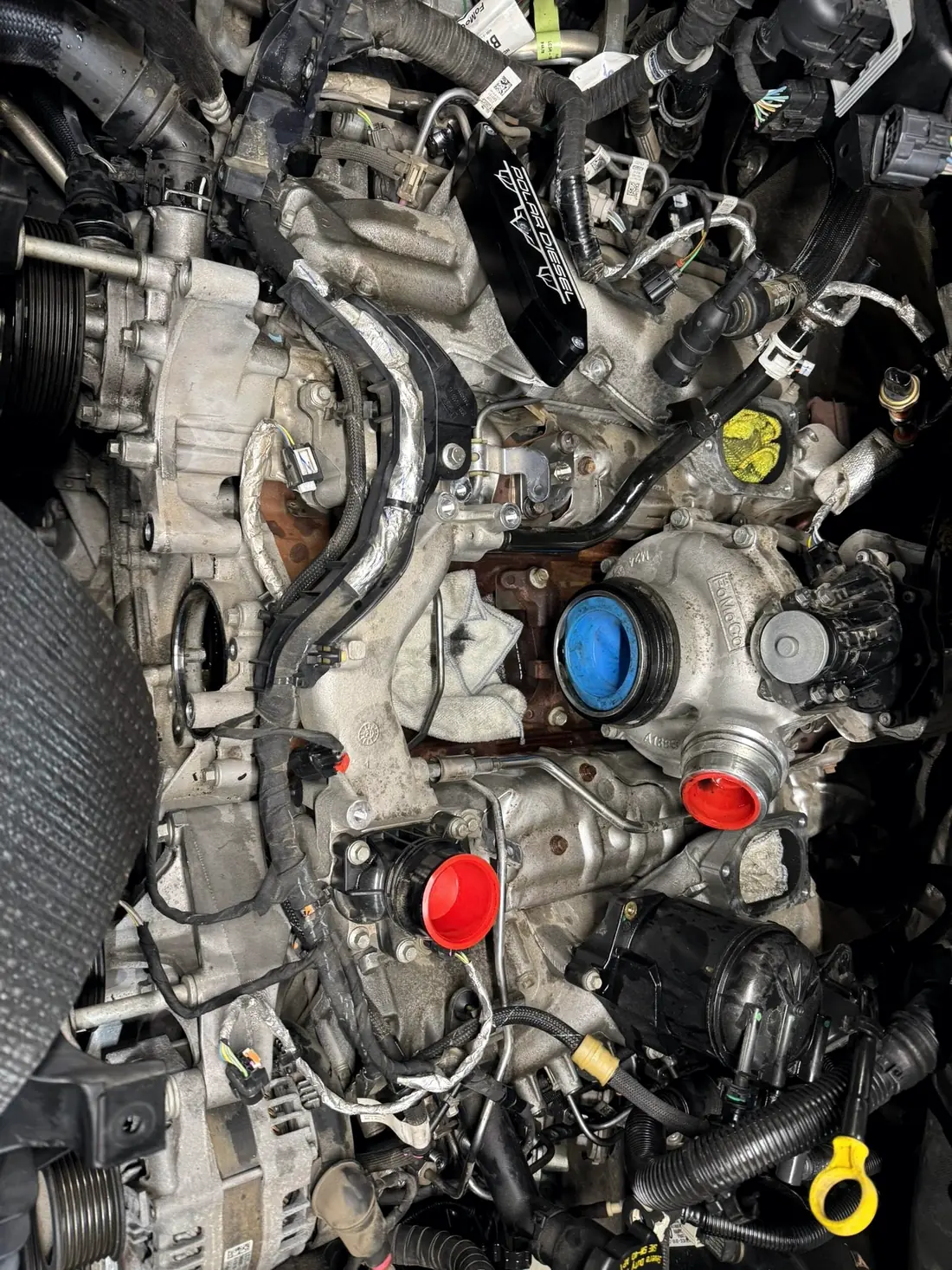 Duramax engine top end during a rebuild