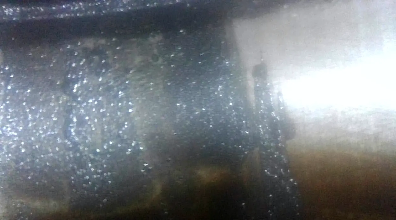 Borescope image looking inside a diesel cylinder bore