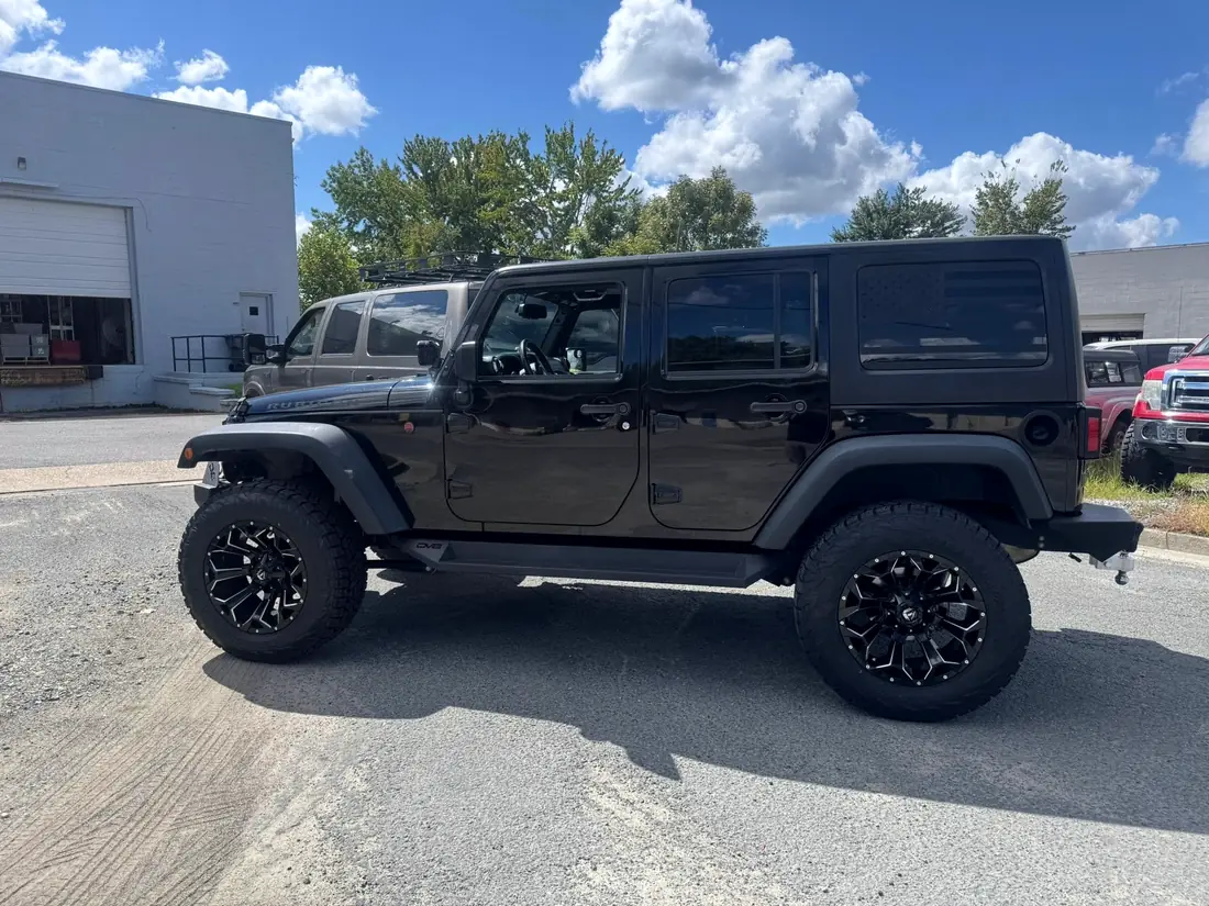 Black Jeep Wrangler outside the CBS Diesel shop