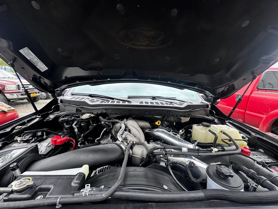 Diesel engine bay opened up for service
