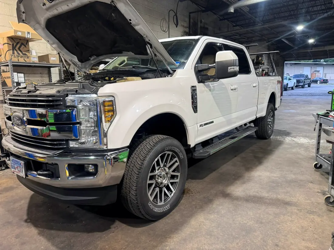 White Ford F-250 Super Duty finished in the shop
