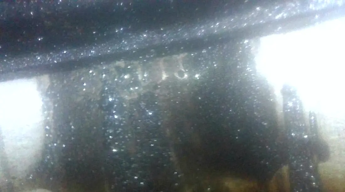Borescope view inside a diesel cylinder
