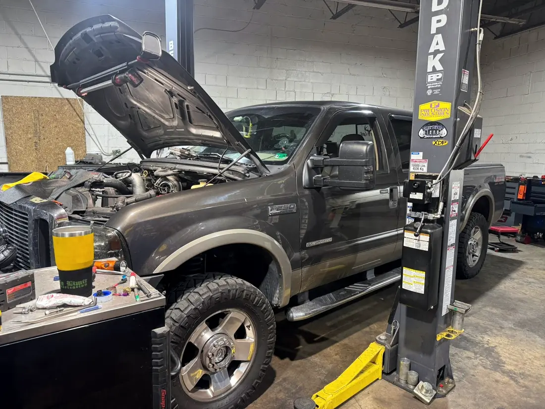 Ford Super Duty 6.0 in the bay for repair