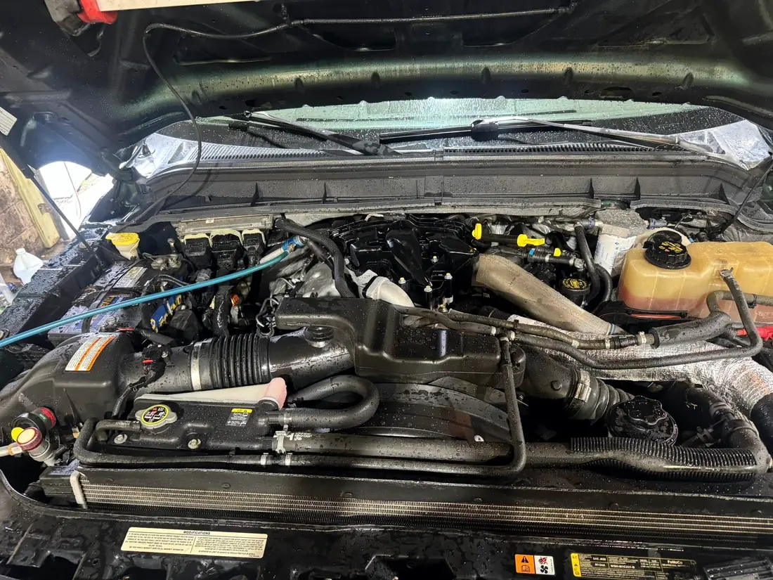 6.0 Power Stroke engine bay during repair